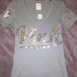 Victoria's Secret PINK teal sequin V neck XS